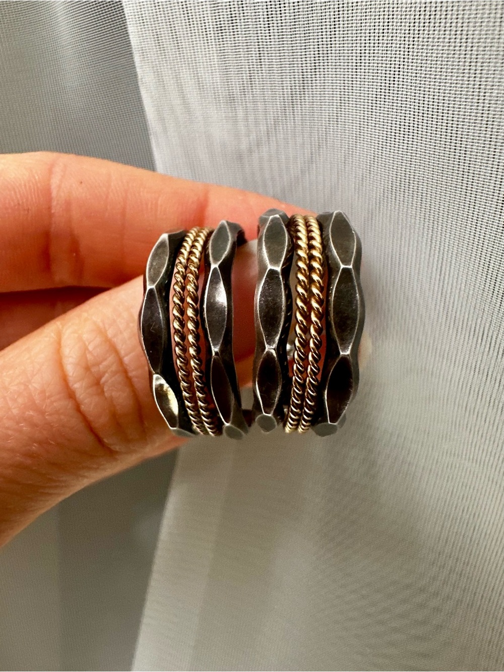 Sterling Silver and Gold Stacked Hoop Earrings Simple Statement Earrings Simple